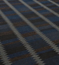 Handwoven Scandinavian Modern Wool Rug, Flat-Weave, 121x98\"