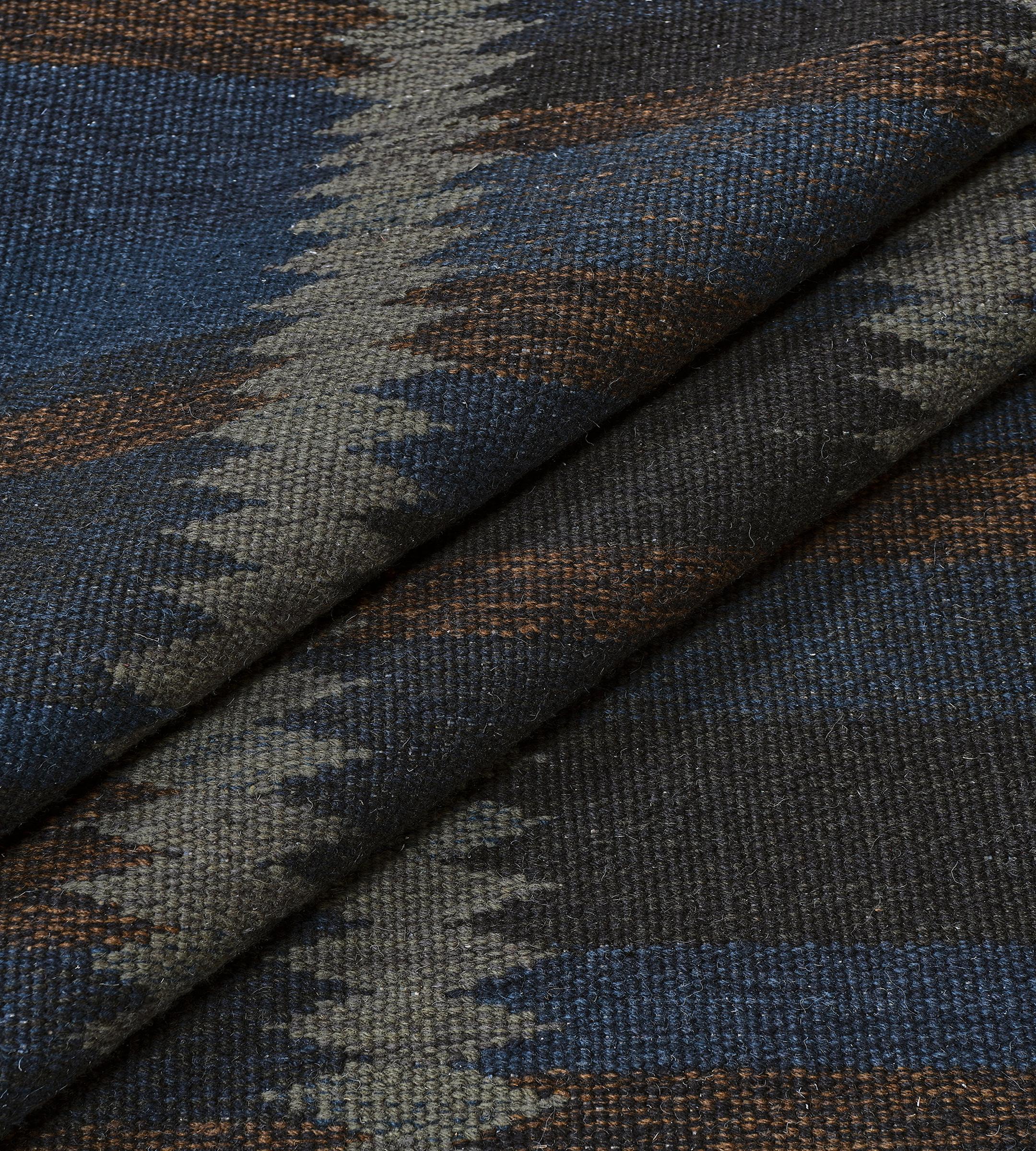 Handwoven Swedish Inspired Flat-Weave Wool Rug For Sale 1