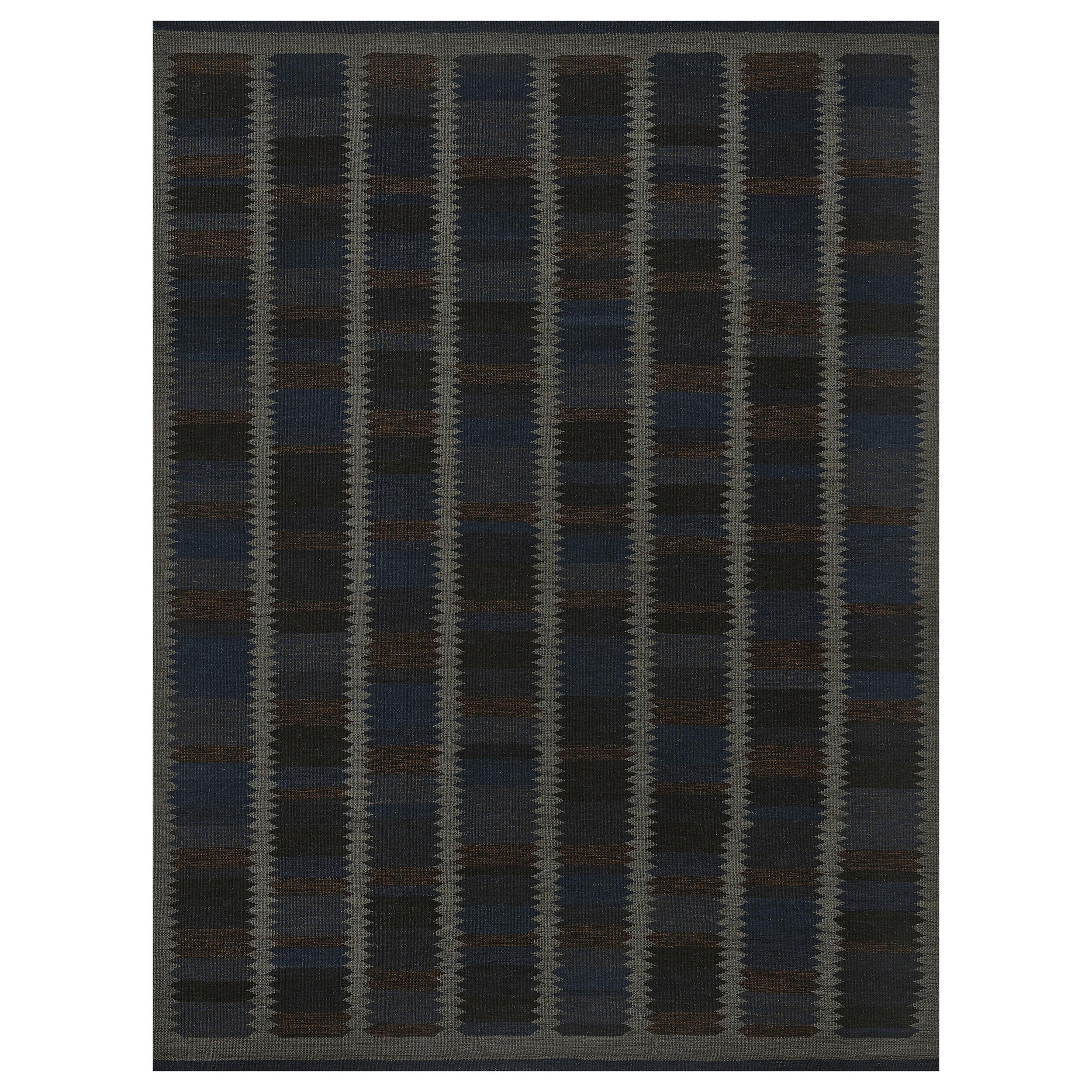 Handwoven Swedish Inspired Flat-Weave Wool Rug
