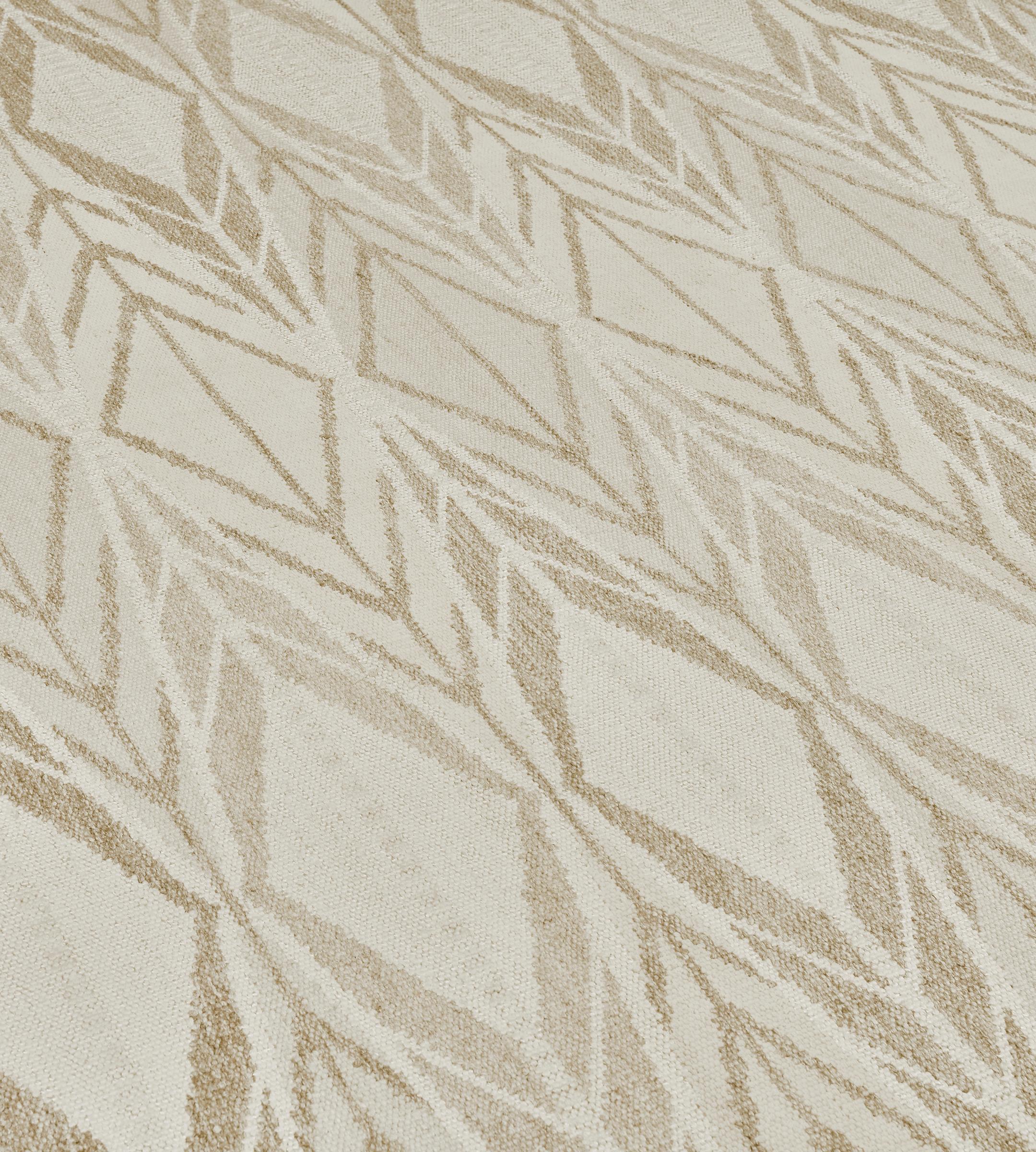 Contemporary Handwoven Swedish Kilim Inspired Wool Rug For Sale