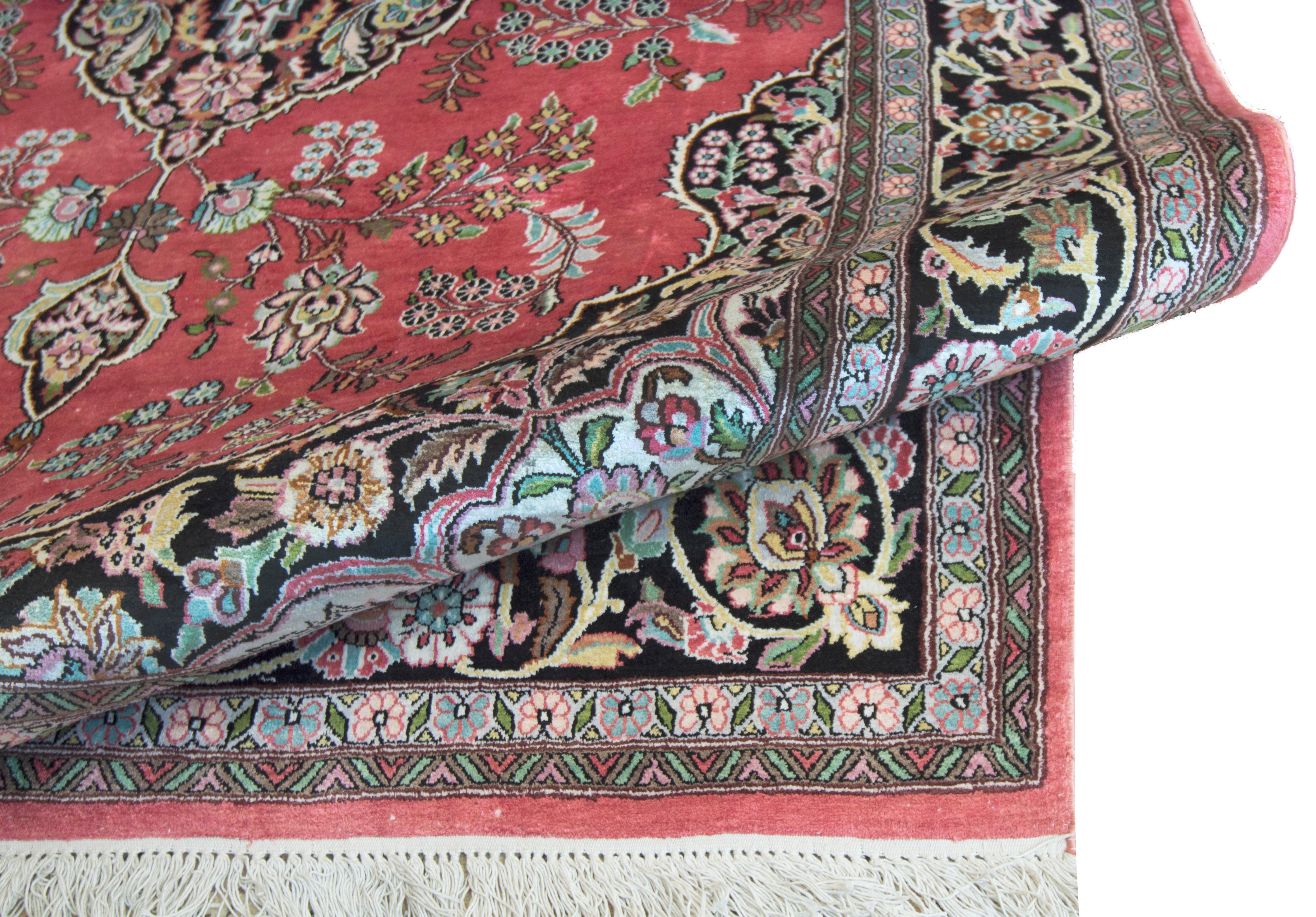 Indian Handwoven Tabriz Inspired Rug For Sale