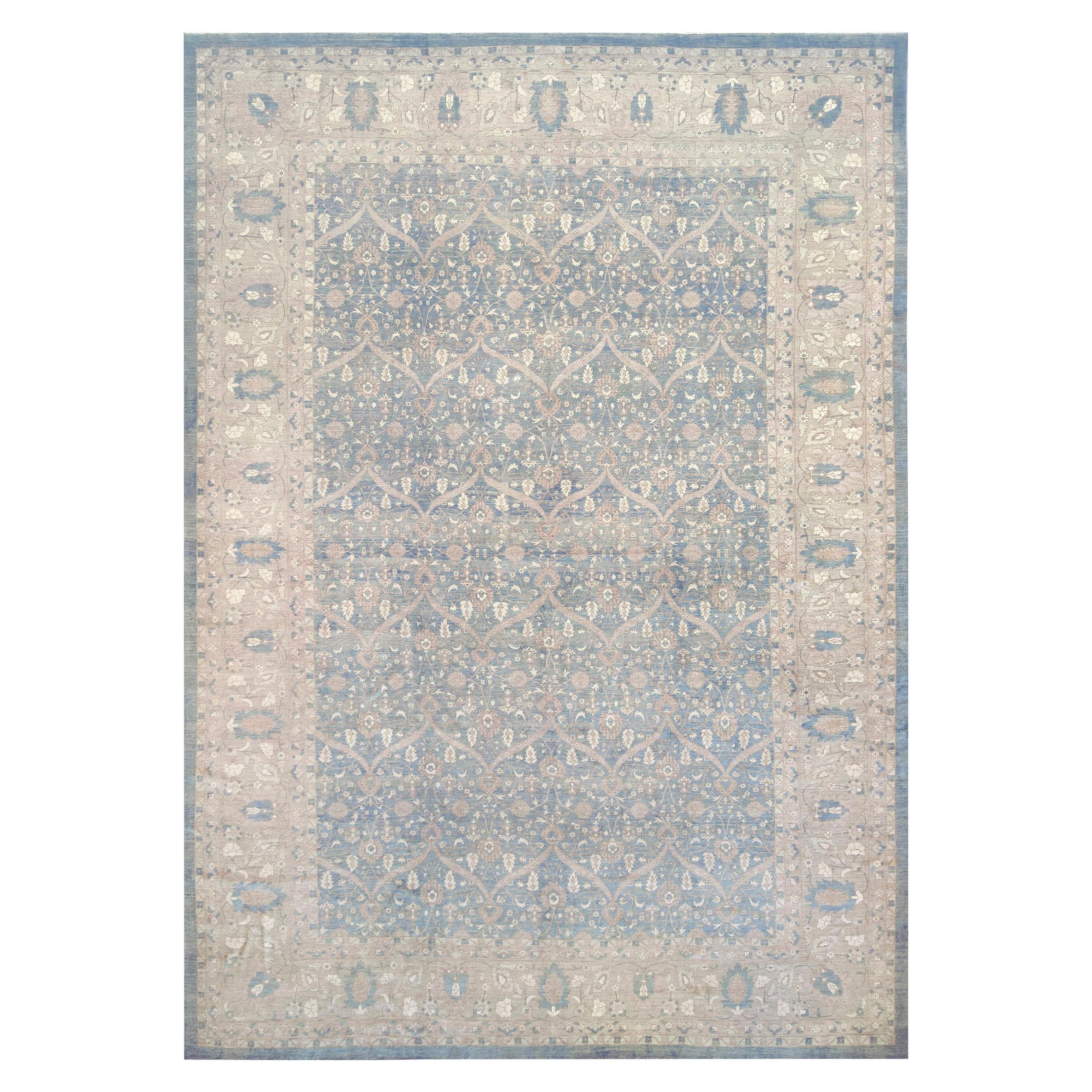 Handwoven Tabriz Style Wool Rug For Sale