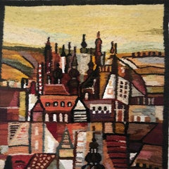 Handwoven Tapestry Gobelin Towers by Piotr Grabowski for Cepelia Poland 1982