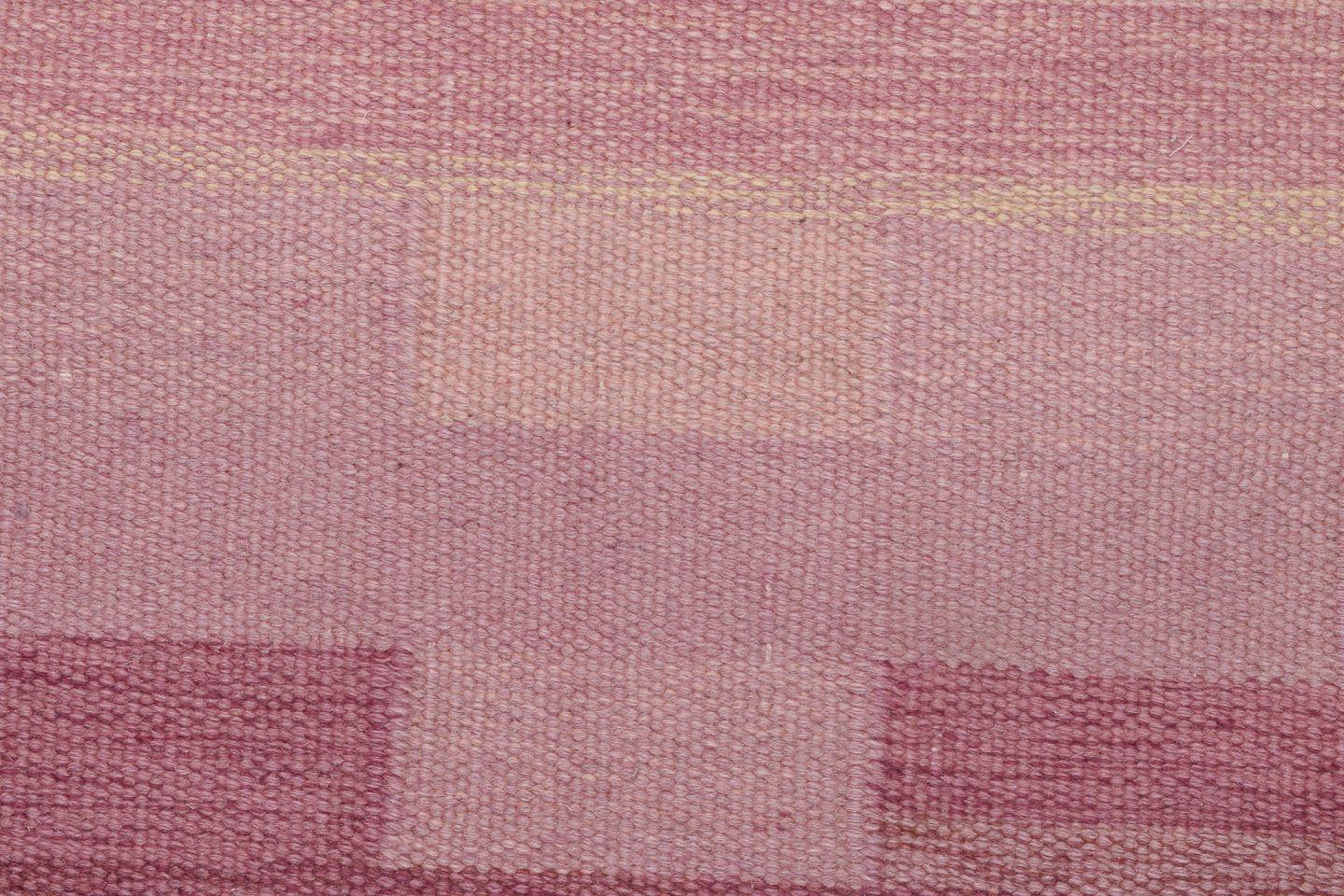 Scandinavian Modern Handwoven “Terass” rug in wool. Rölakan technique.  Woven with geometric pattern For Sale