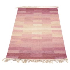 Handwoven “Terass” rug in wool. Rölakan technique.  Woven with geometric pattern