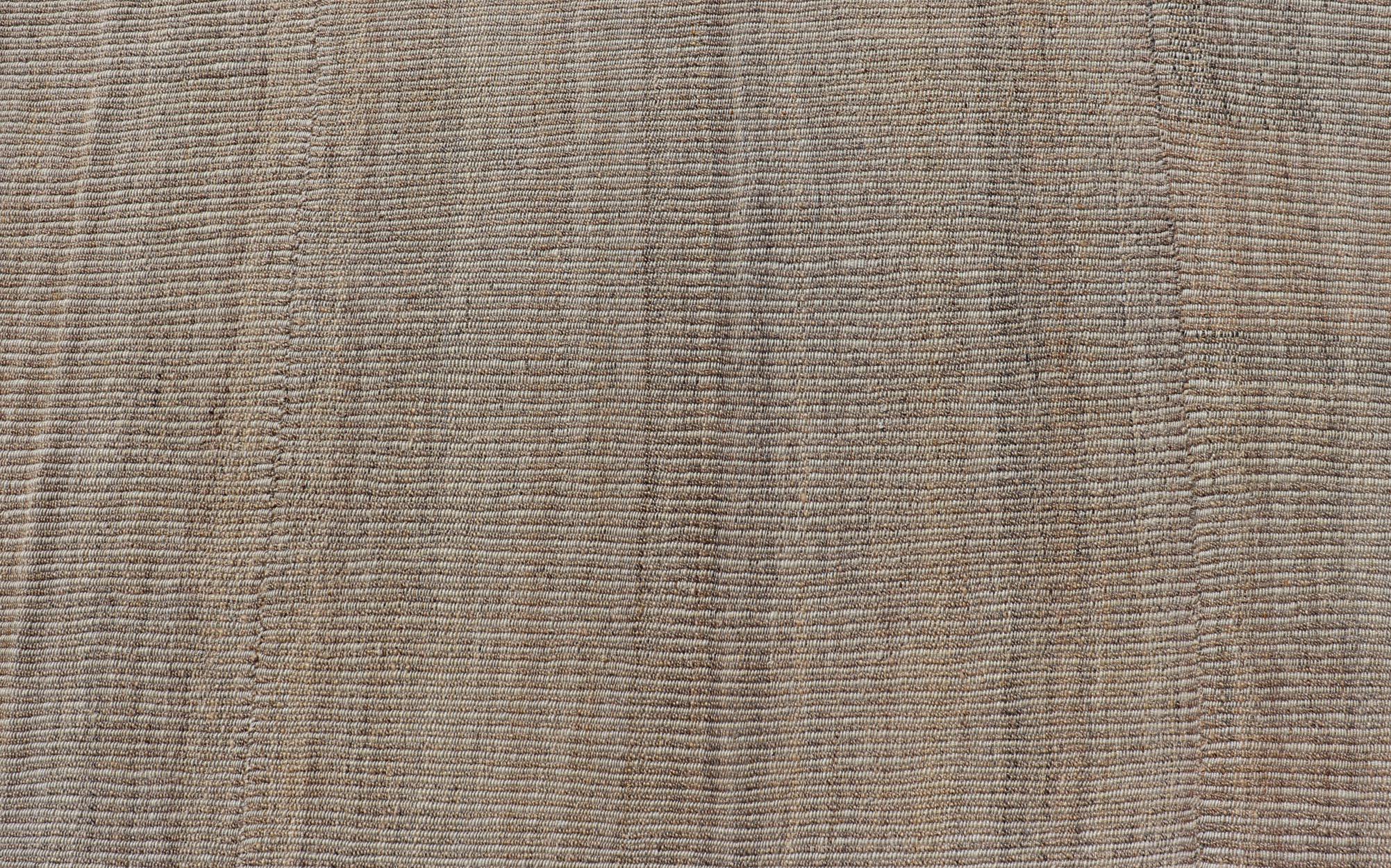 Alfombra Kilim Tejida a Mano con Textura en Tonos Beige, Crema y Marrón Suave 9'3 x 12'4 en venta 5