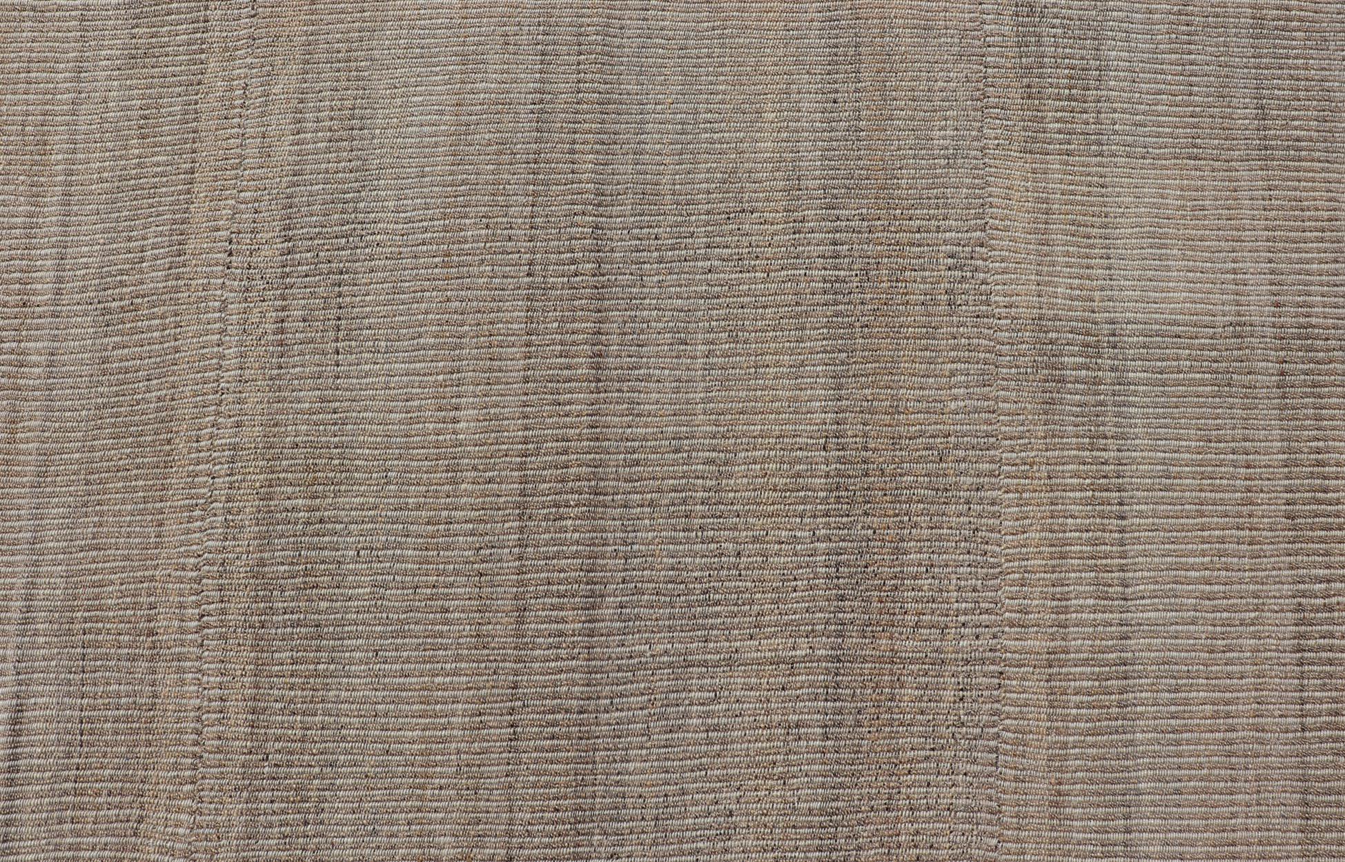 Alfombra Kilim Tejida a Mano con Textura en Tonos Beige, Crema y Marrón Suave 9'3 x 12'4 en venta 7