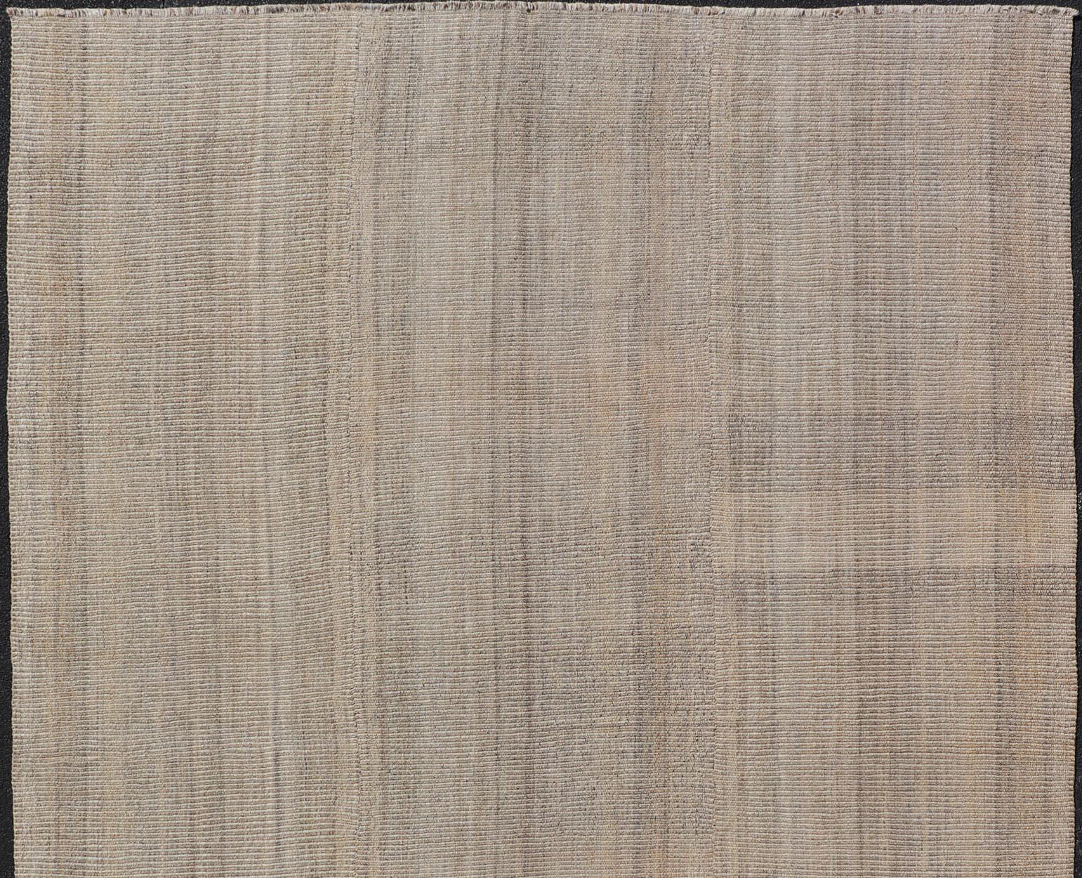 Alfombra Kilim Tejida a Mano con Textura en Tonos Beige, Crema y Marrón Suave 9'3 x 12'4 Persa en venta