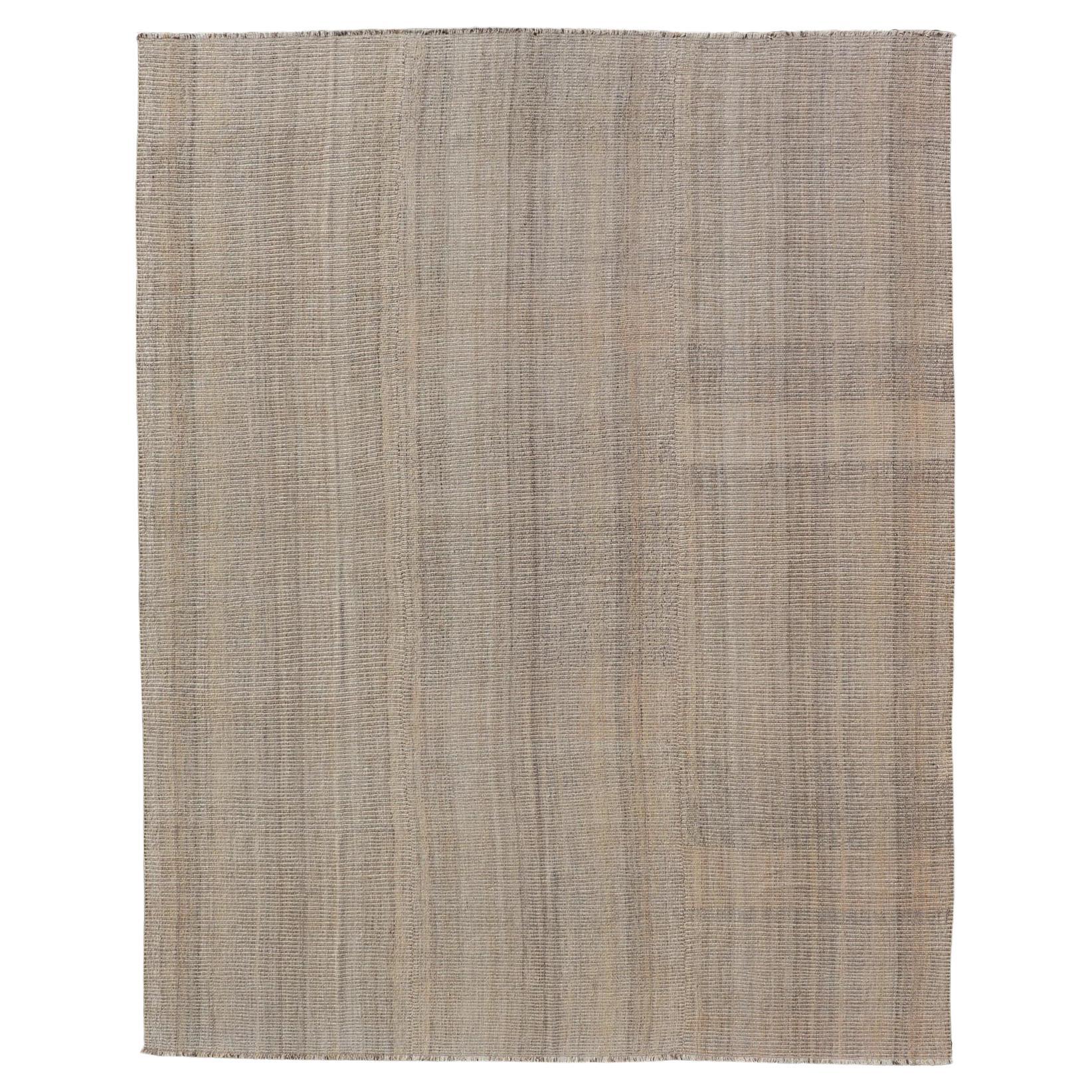Rug & Kilim texturé tissé à la main dans les tons beige, crème et Brown 9'3 x 12'4