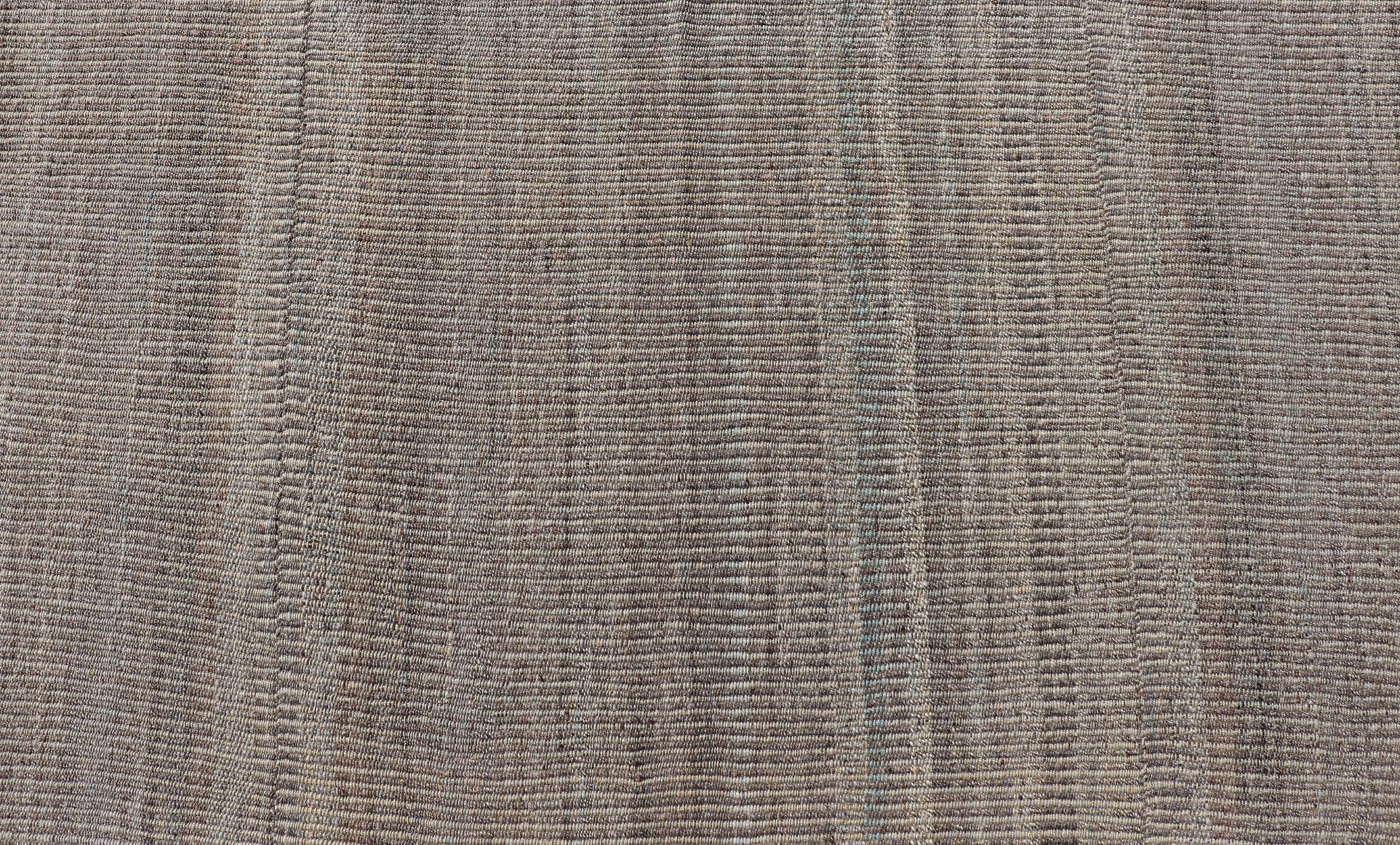 Handwoven Textured Kilim Rug in Soft Gray and Light Blue Tones 9'3 x 12'4 For Sale 4