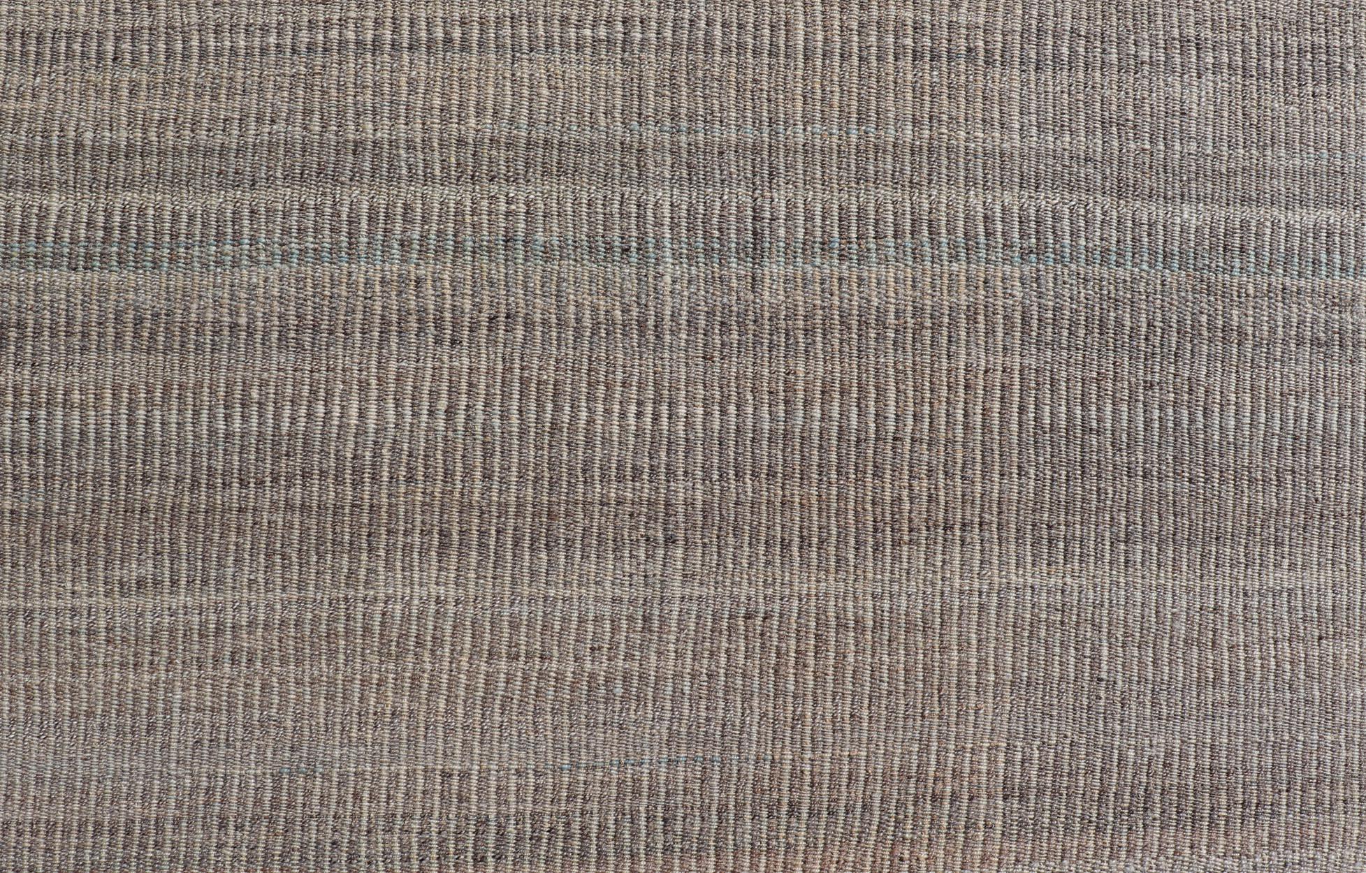 Handwoven Textured Kilim Rug in Soft Gray and Light Blue Tones 9'3 x 12'4 For Sale 5