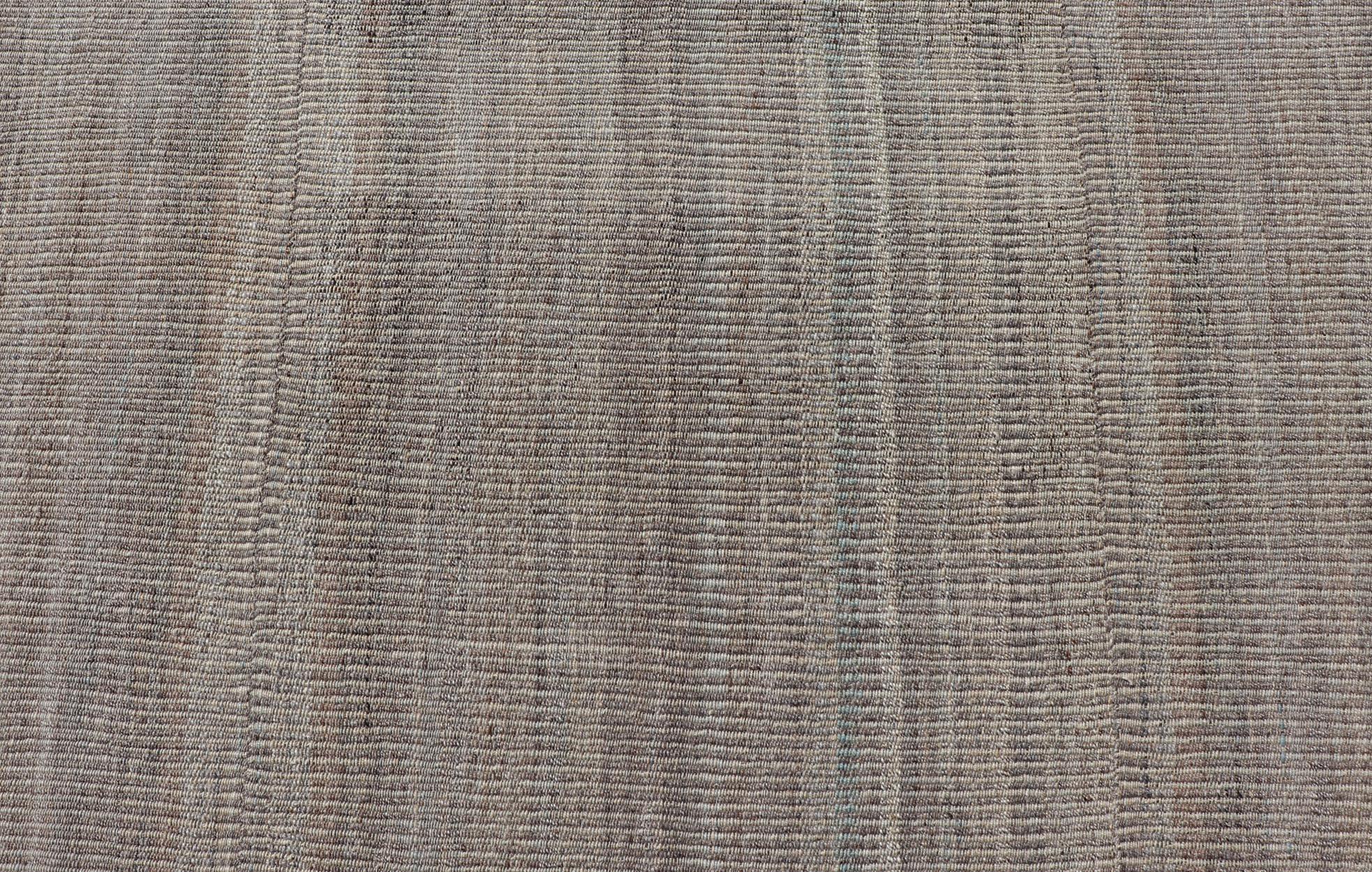 Handwoven Textured Kilim Rug in Soft Gray and Light Blue Tones 9'3 x 12'4 For Sale 6