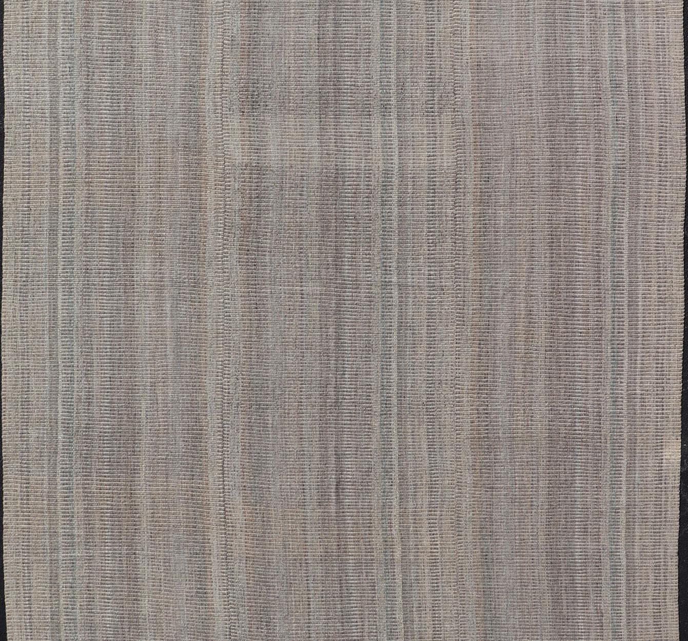 Persian Handwoven Textured Kilim Rug in Soft Gray and Light Blue Tones 9'3 x 12'4 For Sale