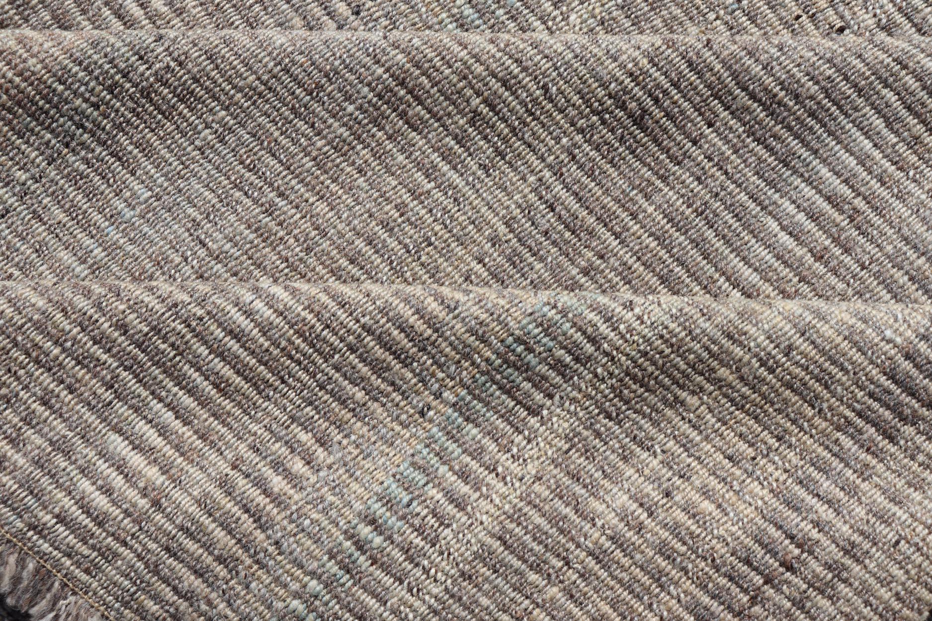 Wool Handwoven Textured Kilim Rug in Soft Gray and Light Blue Tones 9'3 x 12'4 For Sale
