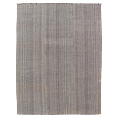 Handwoven Textured Kilim Rug in Soft Gray and Light Blue Tones 9'3 x 12'4