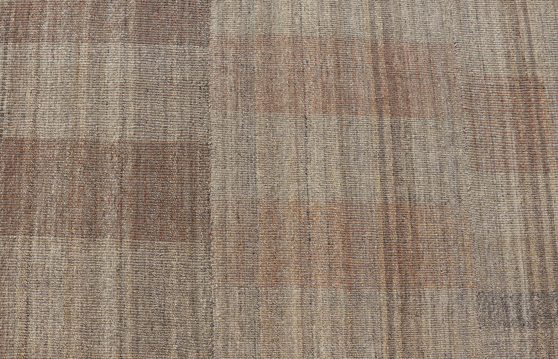 Handwoven Textured Kilim Rug with Subtle Geometric Design 10'4 x 14'4 For Sale 3