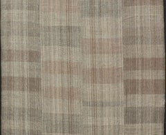 Handwoven Textured Kilim Rug with Subtle Geometric Design 10'4 x 14'4