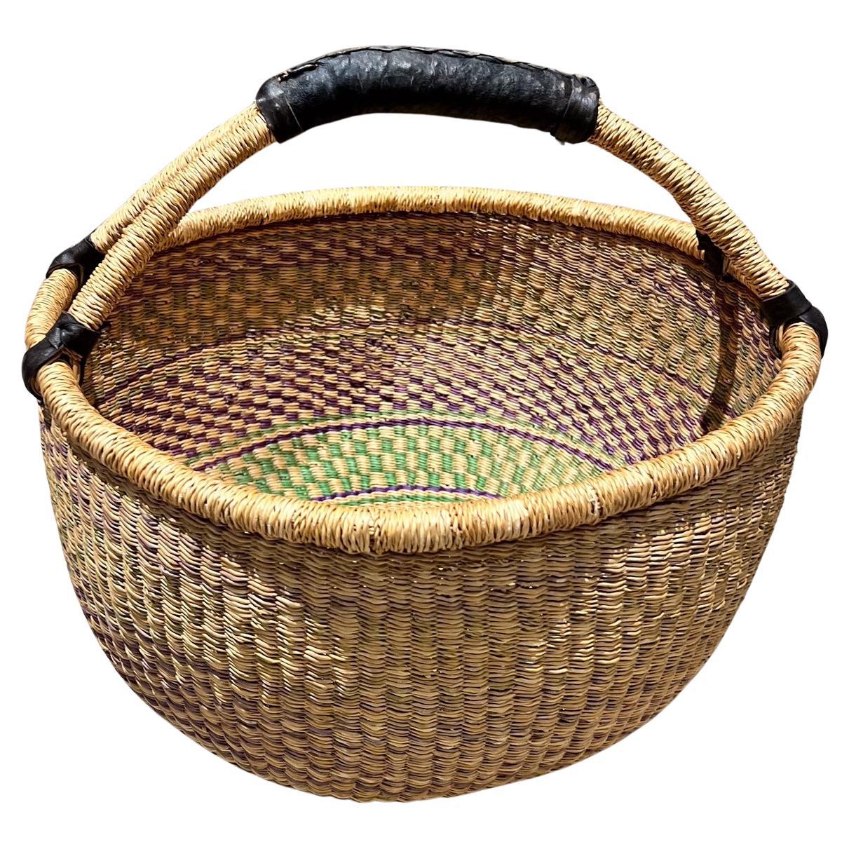 Panier de marché traditionnel africain d'élevage Bolga tissé à la main