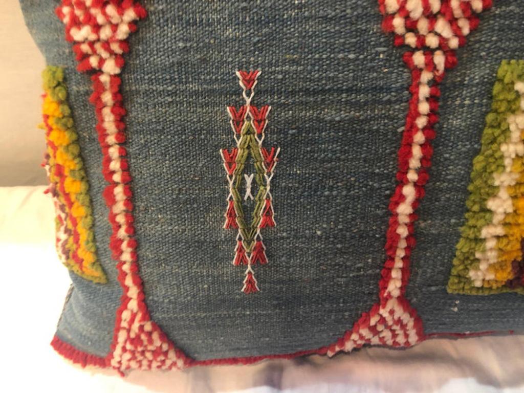 Moroccan  Kilim Wool Cushion or Pillow, a Pair