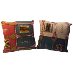  Kilim Wool Cushion or Pillow, a Pair