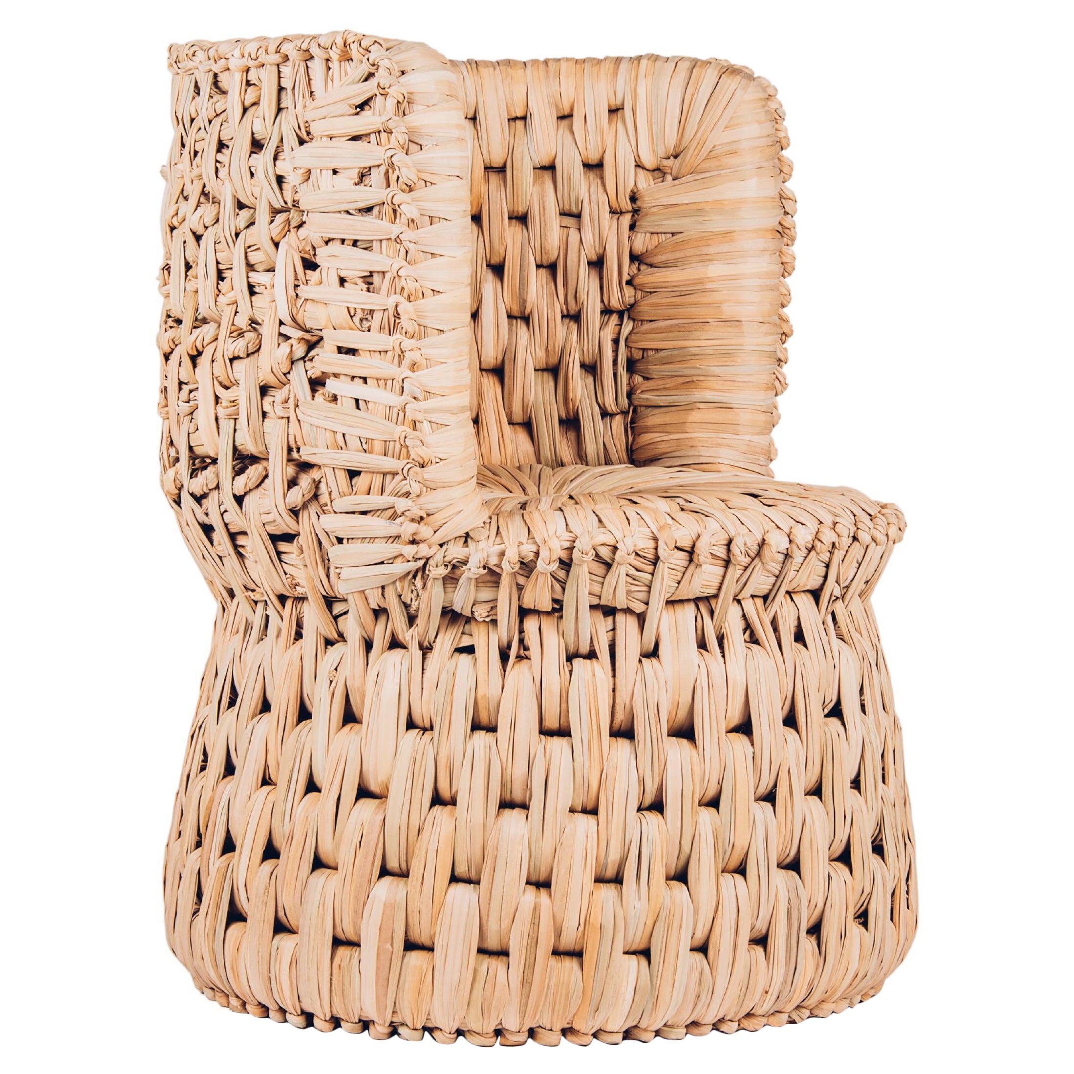 Sedia da salotto in fibra naturale Tule (Seagrass) intrecciata a mano di Luteca, Made in Mexico in vendita