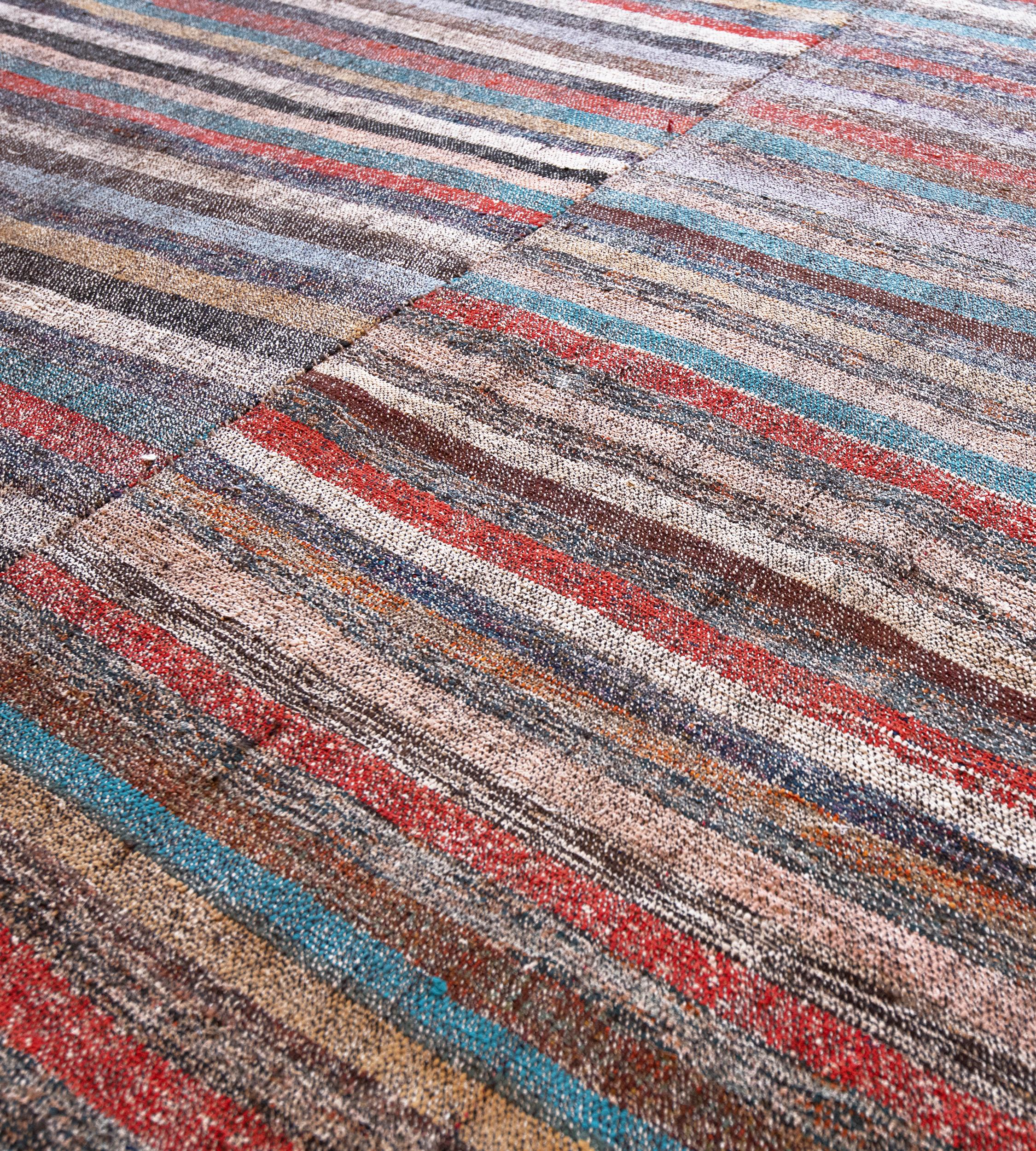 Contemporary Handwoven Turkish Flatweave Carpet For Sale