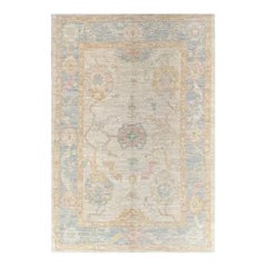 Handwoven Turkish Oushak Area Rug, Hand-Knotted Wool Traditional Carpet, 4′×6'