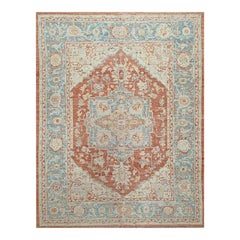 Handwoven Turkish Oushak Wool Area Rug, Traditional Floral Design Carpet 6' x 8'