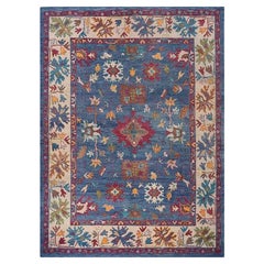 Handwoven Turkish Oushak Wool Area Rug with Fine Geometric Motifs, 9'5" x 12'10"