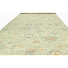Handwoven Turkish Sultanabad Wool Runner Rug with Floral Motifs, 12'2" x 30'8"