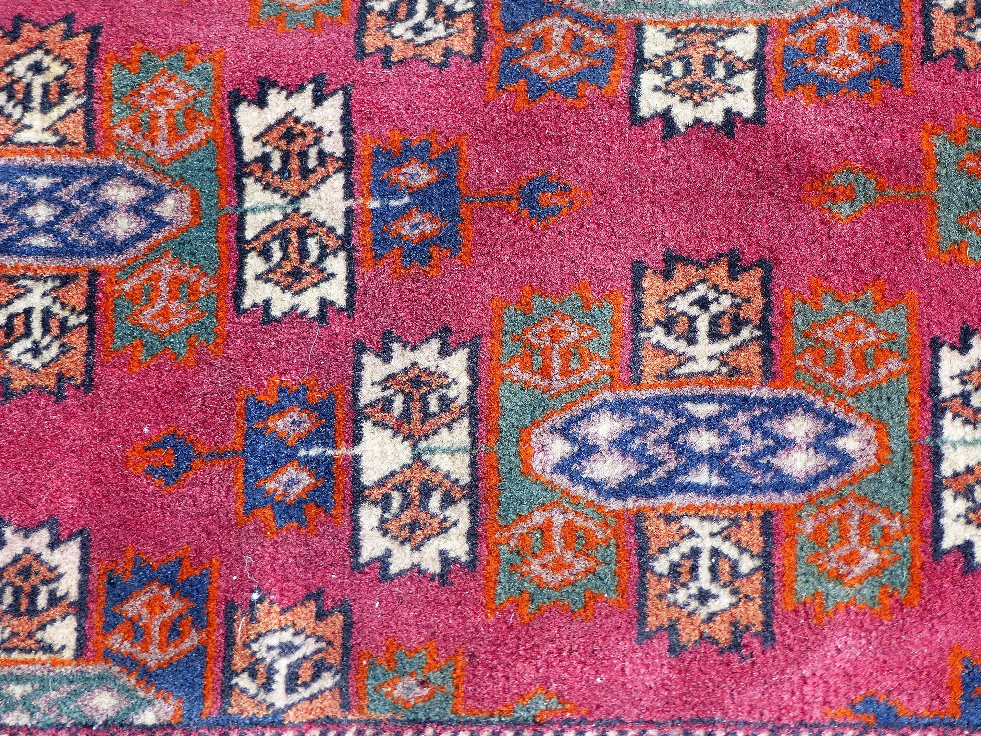 Tribal Handwoven Turkoman Armenian Wool and Silk Carpet, Mid-20th Century