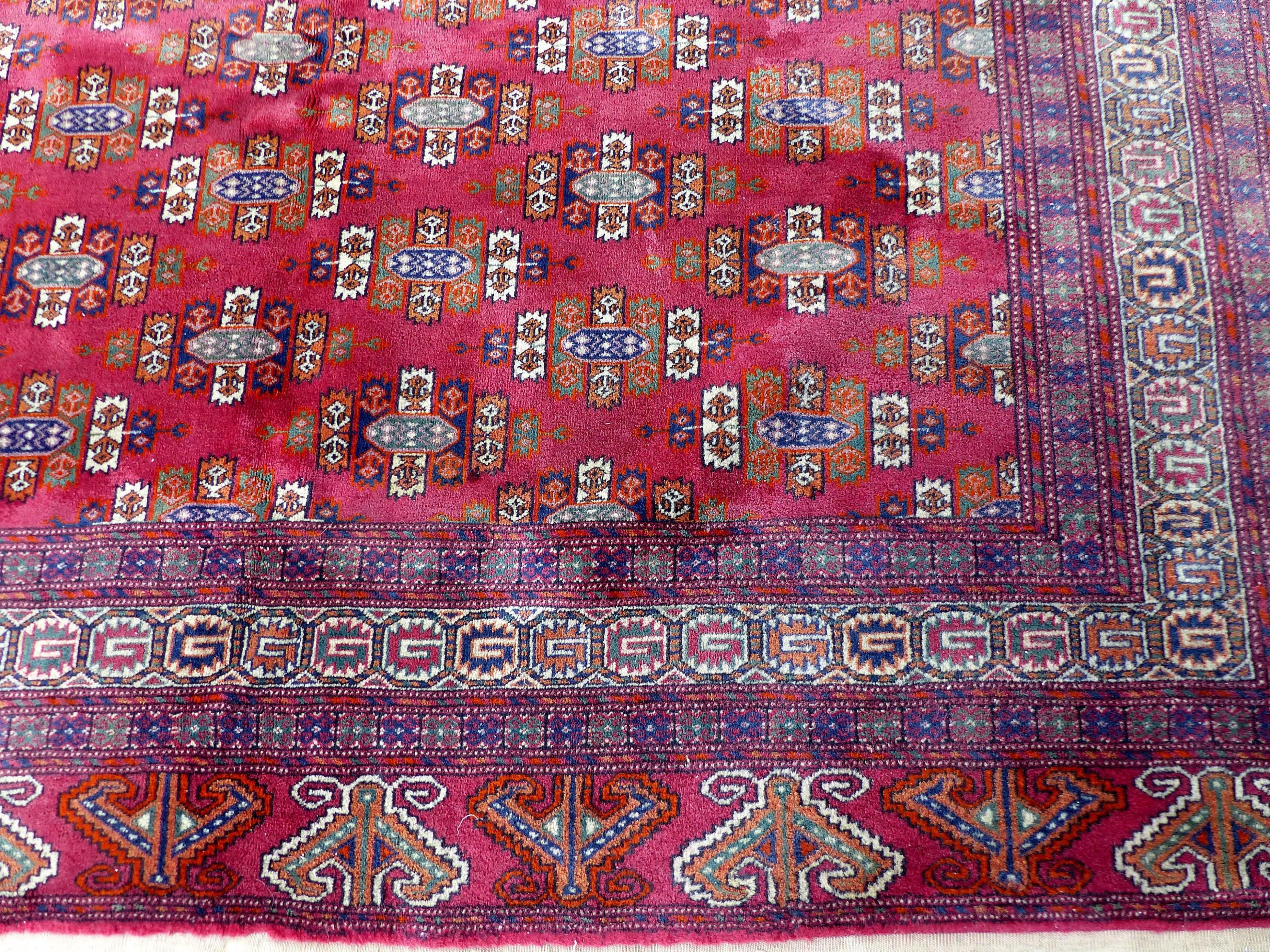 Handwoven Turkoman Armenian Wool and Silk Carpet, Mid-20th Century 1
