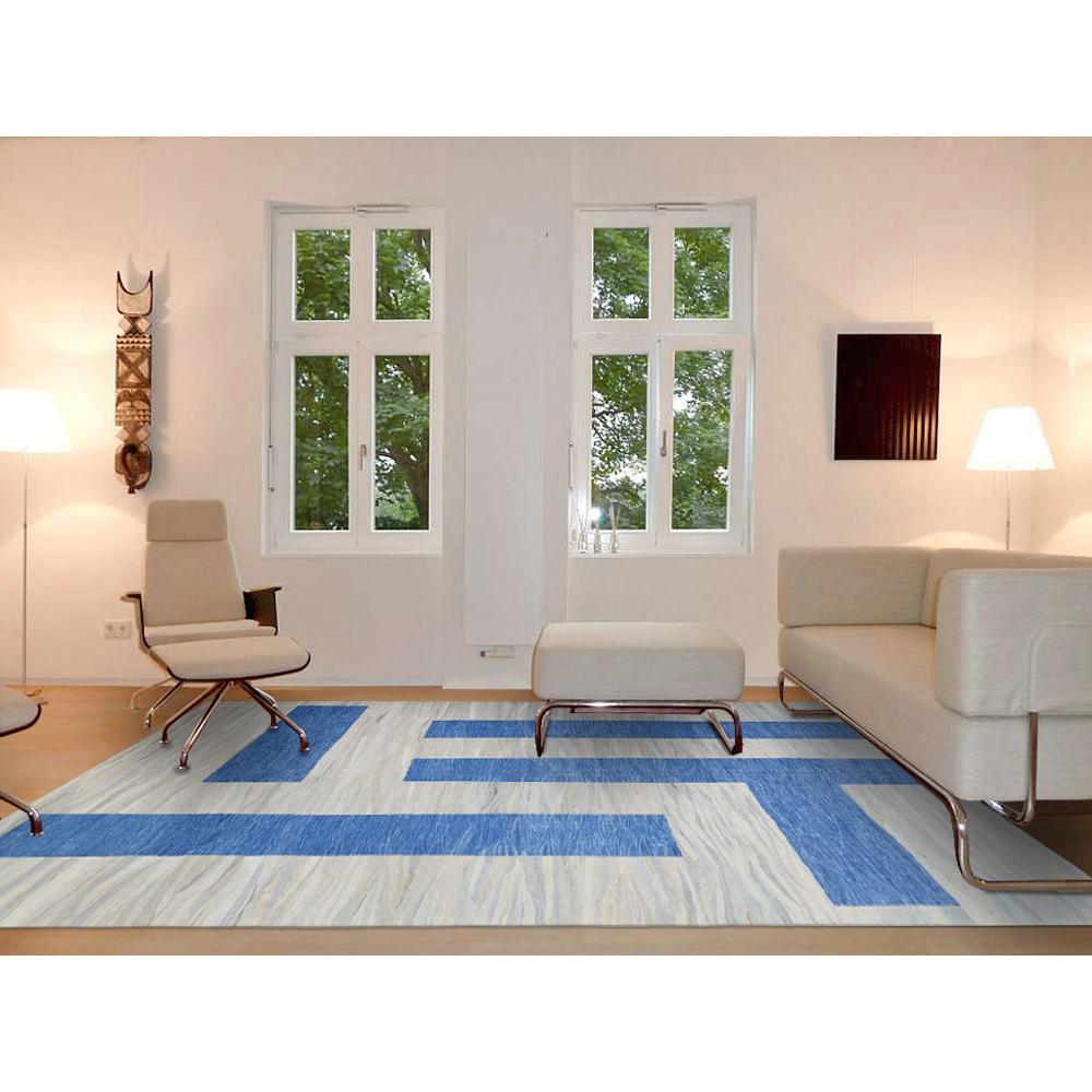 Woven 21st Century Modern Abstract Handwoven Two-Tone Kilim Carpet For Sale