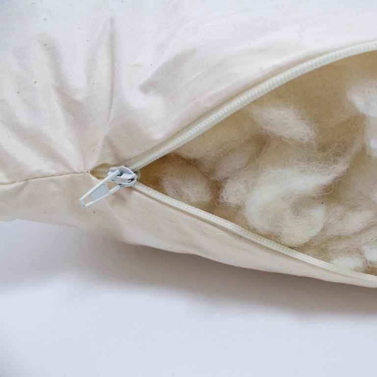 Handwoven 'Uccle' Block Geometric Merino Wool Cushion Pillow, Pearl Grey For Sale 1