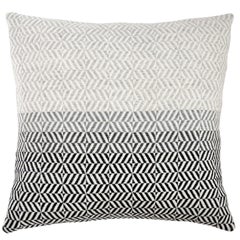 Handwoven 'Uccle' Block Geometric Merino Wool Cushion Pillow, Pearl Grey