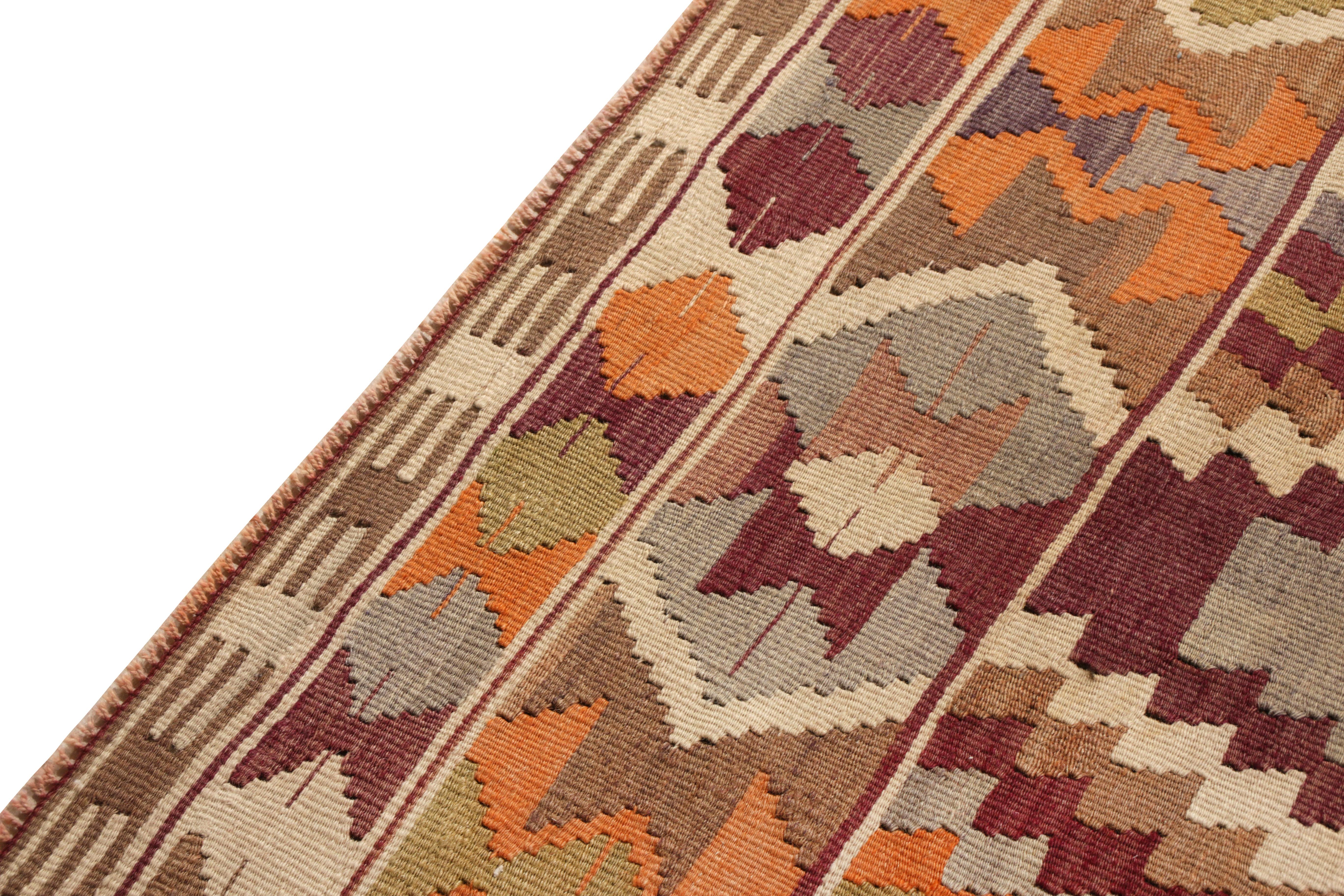 Turkish Handwoven Vintage Antalya Kilim Rug in Beige Geometric Pattern by Rug & Kilim For Sale