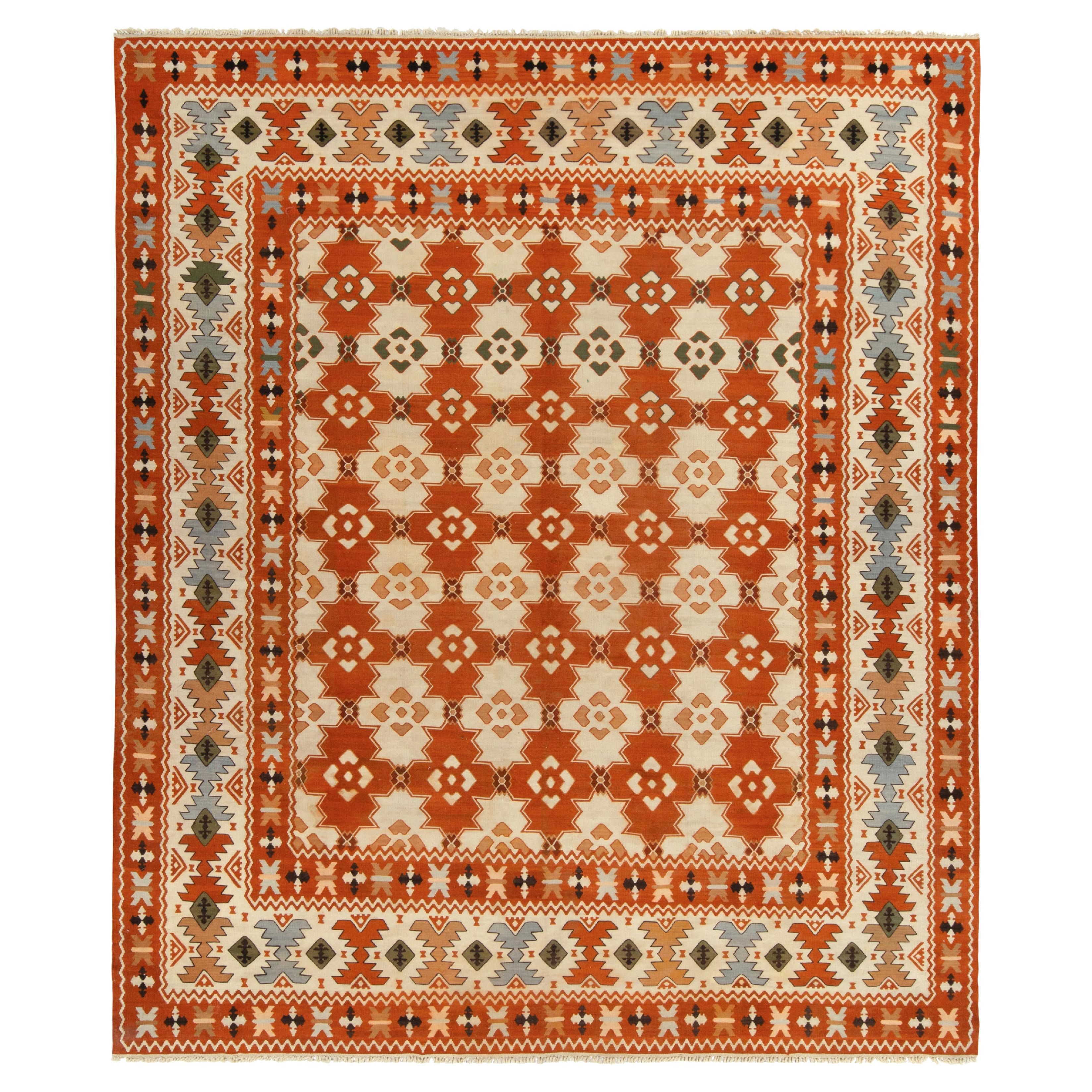 Handwoven Vintage Balkan Kilim rug in Orange Tribal Geometric by Rug & Kilim 