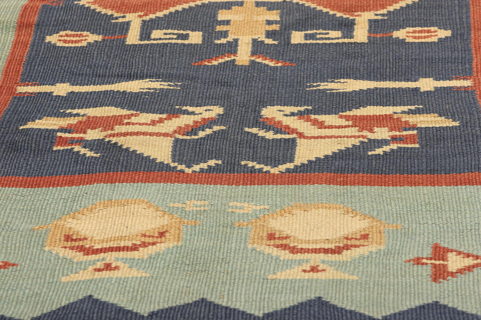 Alfombra Kilim Rumana Oltenia Azul Vintage Tejida a Mano en Bueno estado para la venta en Dallas, TX