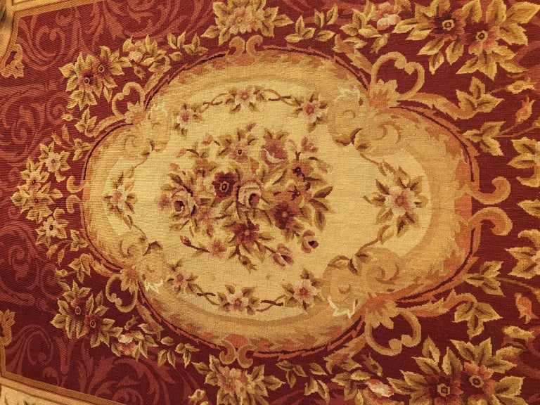 Rococo Handwoven Vintage French Aubusson Rug or Tapestry For Sale