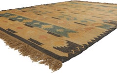 Handwoven Vintage Indian Kilim Rug, Boho Tribal Meets Southwest Chic