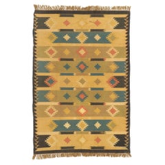 Handwoven Vintage Indian Kilim Rug, Boho Tribal Meets Southwest Chic