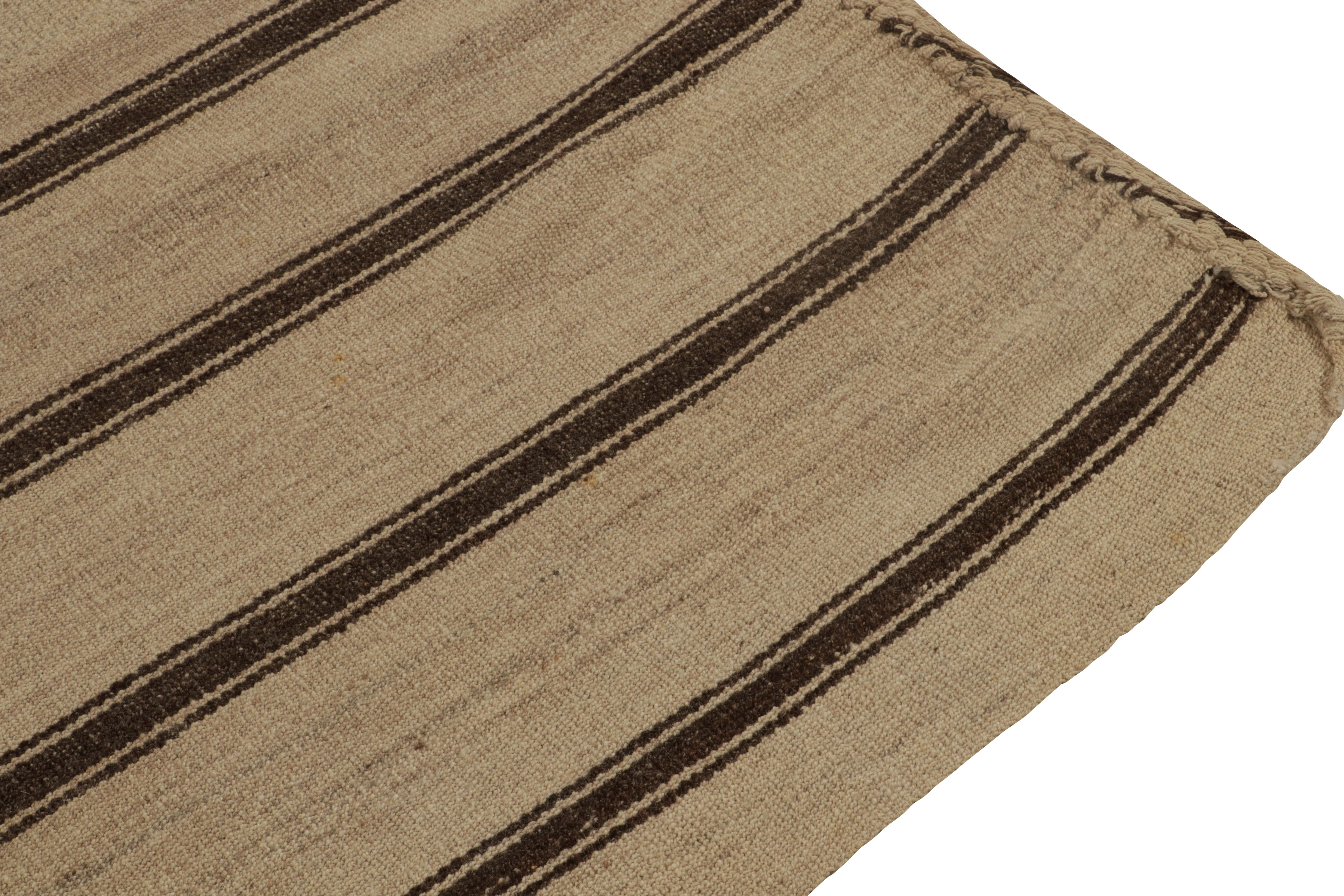 Handwoven Vintage Kilim Beige-Brown Stripe Patterns by Rug & Kilim In Good Condition For Sale In Long Island City, NY
