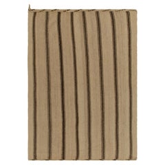 Handwoven Vintage Kilim Beige-Brown Stripe Patterns by Rug & Kilim