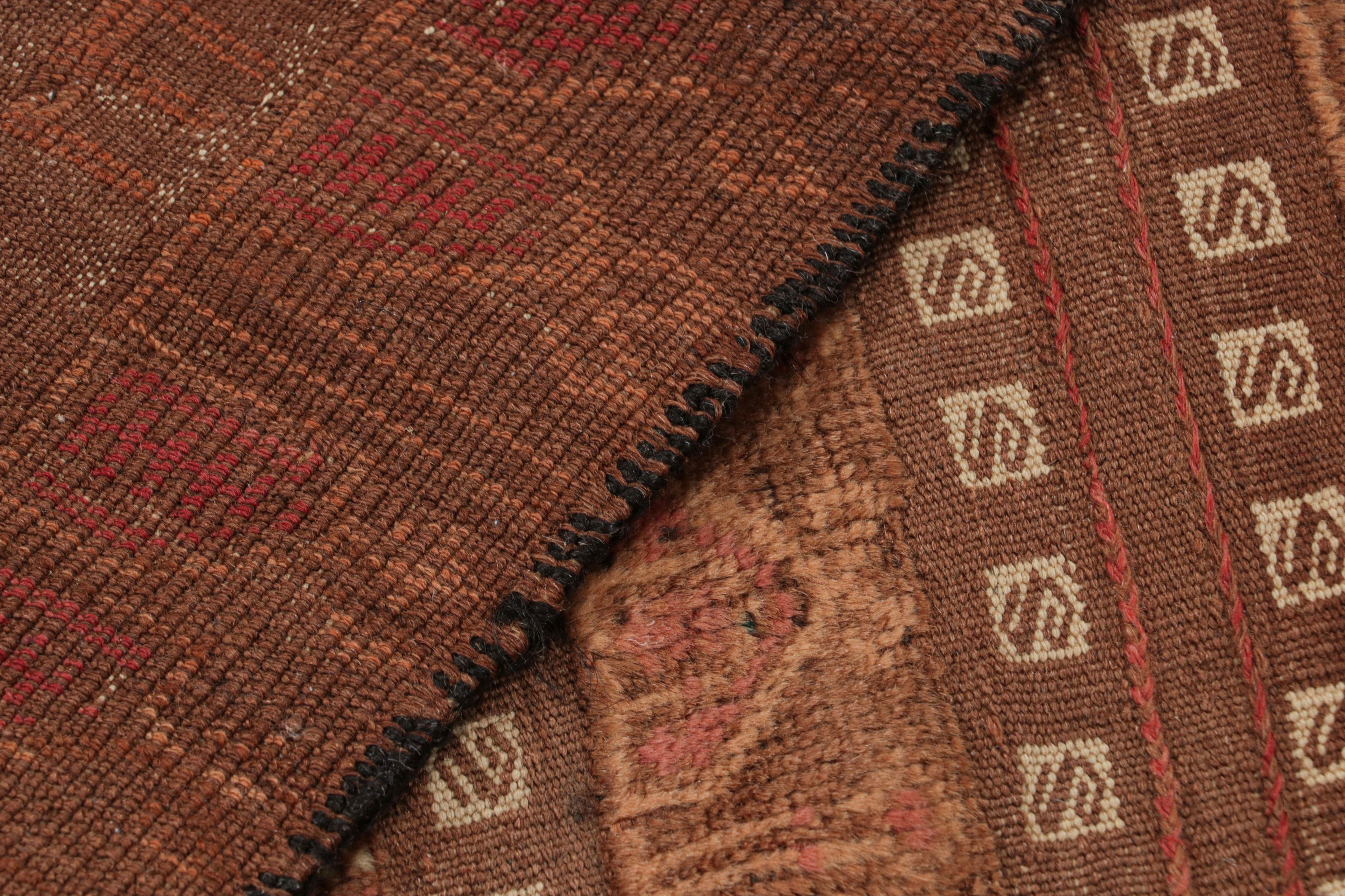 Mid-20th Century Handwoven Vintage Kilim Rug in Brown Tribal Geometric Pattern by Rug & Kilim For Sale