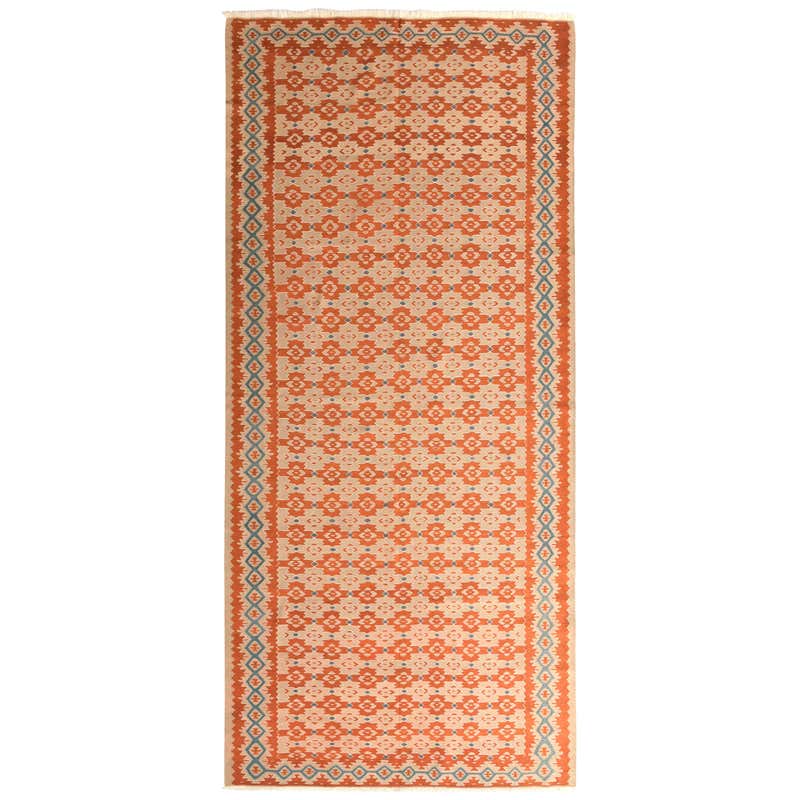 Handwoven Vintage Rug in Orange Beige Geometric All-Over Pattern by Rug ...