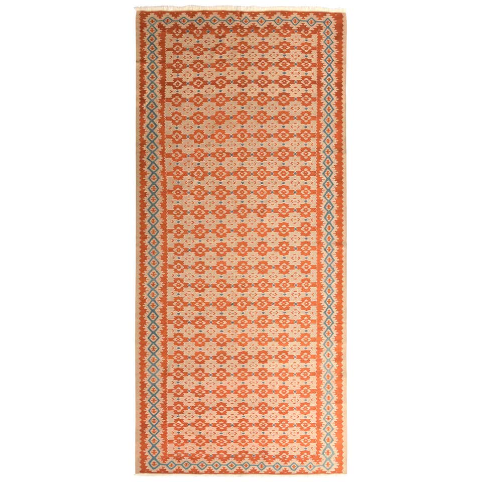 Orange Rugs Pattern Handwoven Vintage Rug in Orange Beige Geometric All-Over Pattern by Rug ...