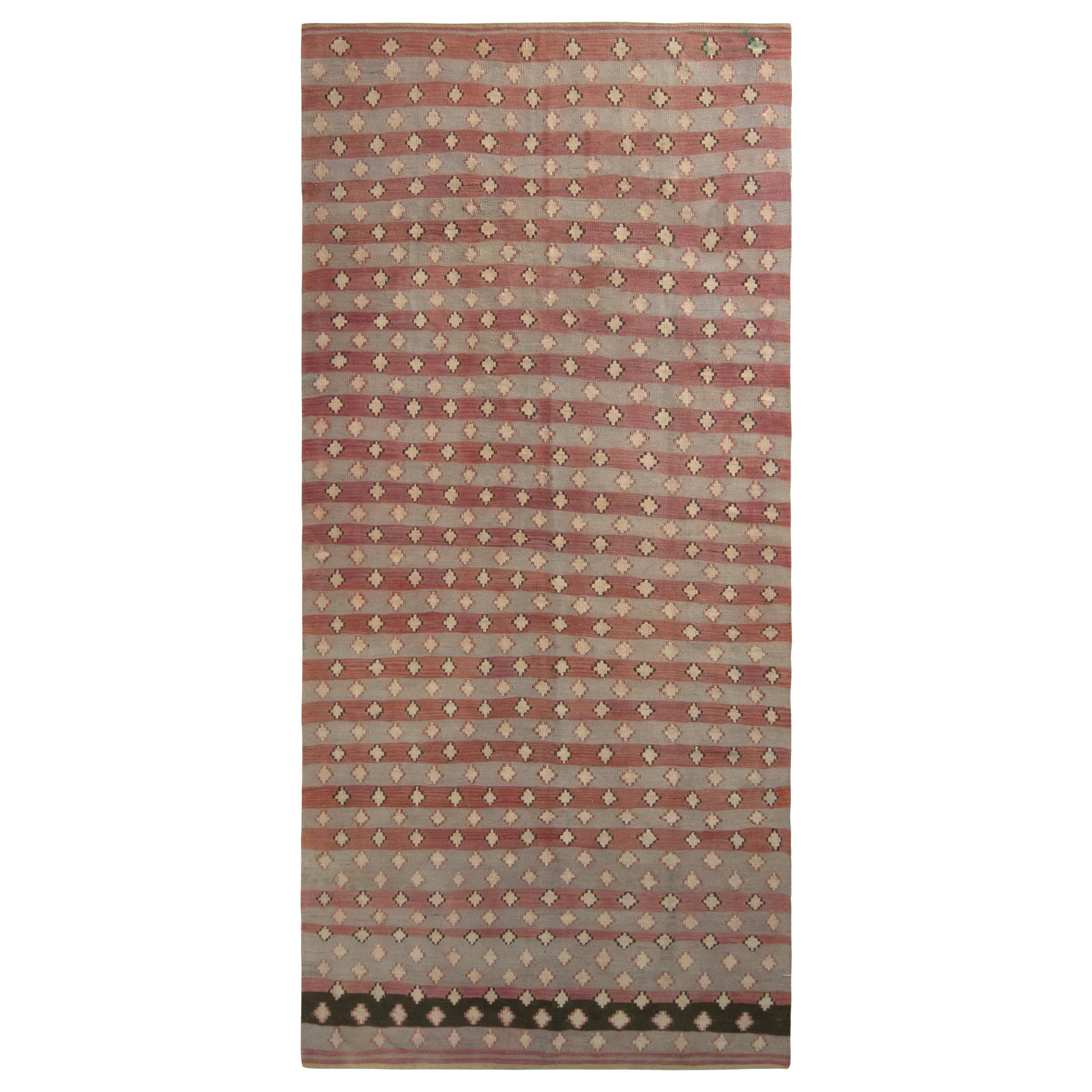 Handwoven Vintage Kilim Rug in Gold Medallion Geometric Pattern by Rug