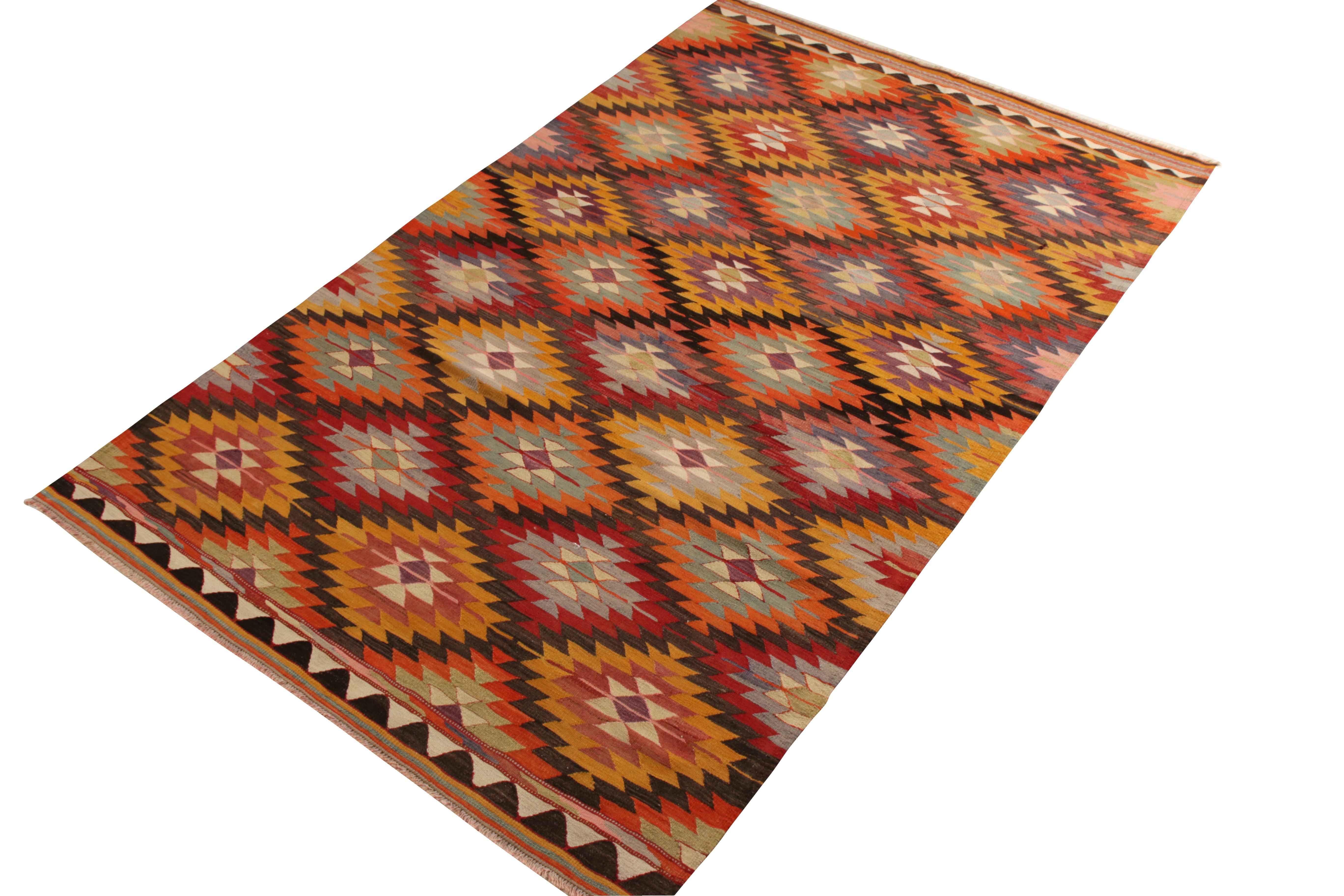 Tribal Handwoven Vintage Mid-Century Kilim Rug  Geometric Pattern by Rug & Kilim For Sale