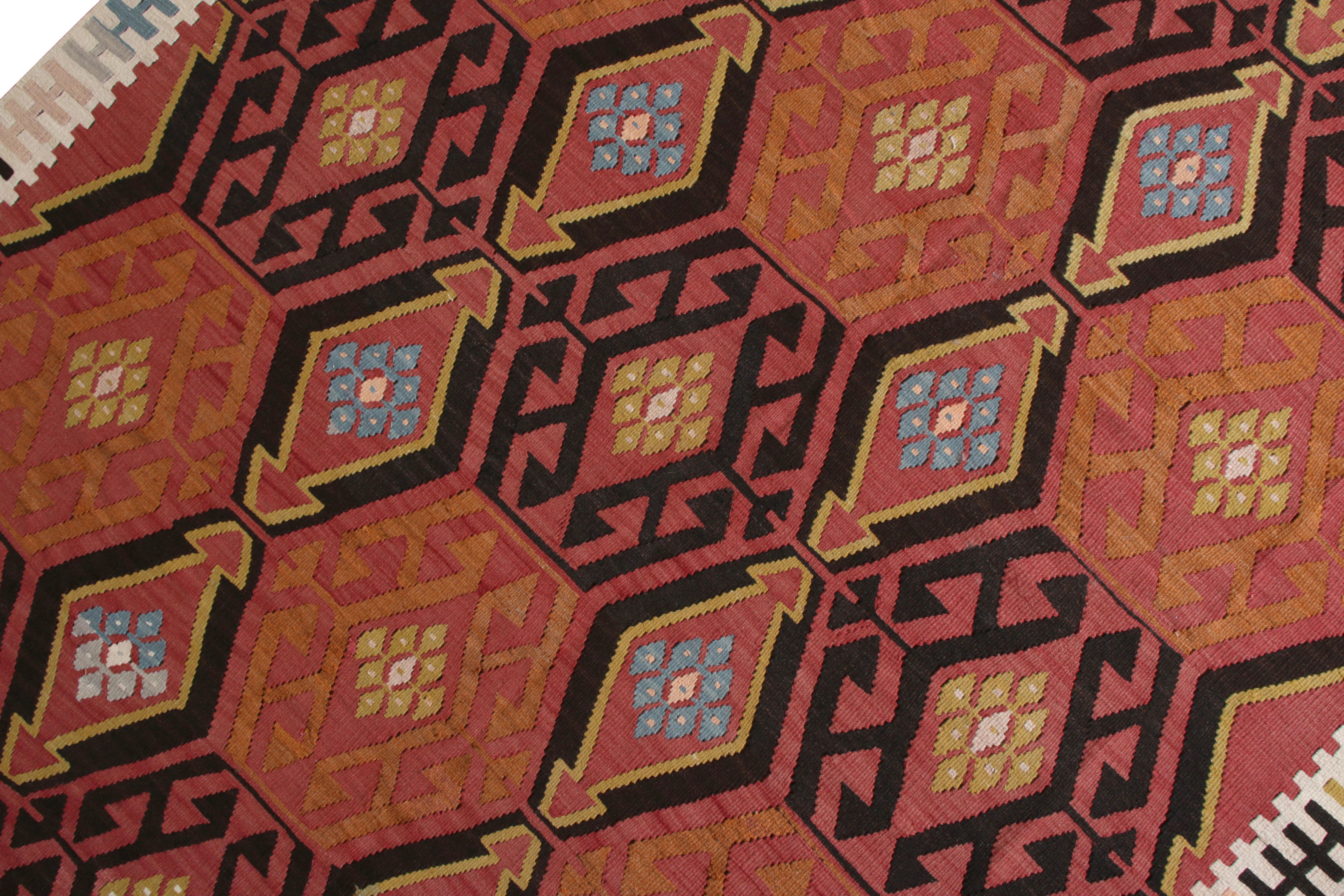 Hand-Woven Handwoven Vintage Mid-Century Kilim Rug Tribal Geometric Pattern by Rug & Kilim For Sale