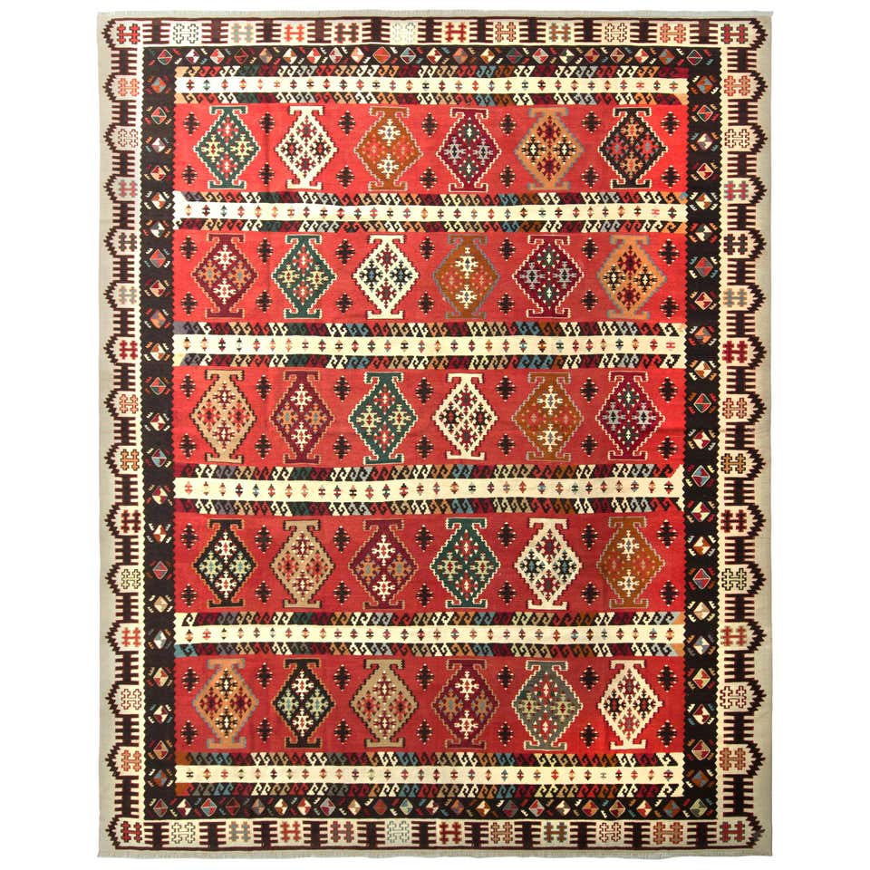 Handwoven Midcentury Vintage Rug in Beige Brown Floral Pattern by Rug ...